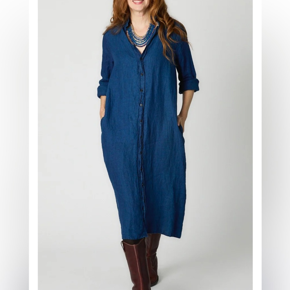 CP Shades blue linen maxi dress size small